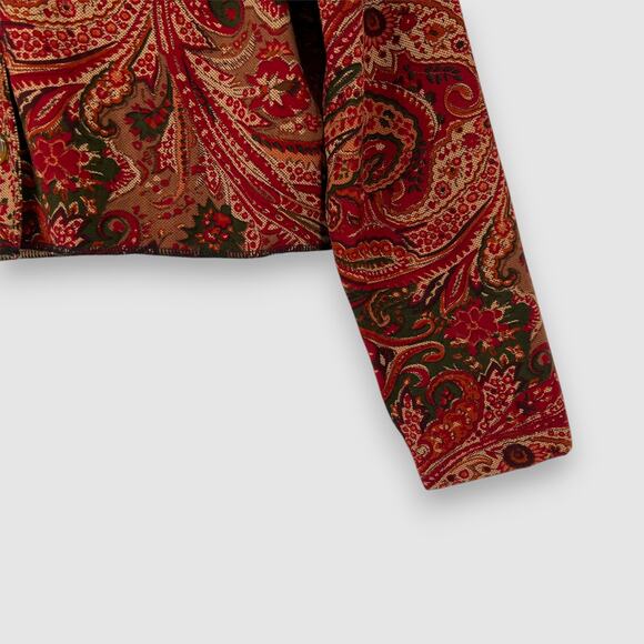 Y2k Vintage Briggs New York Petite Paisley Button-Up Cropped Jacket Size PS - Picture 3 of 5